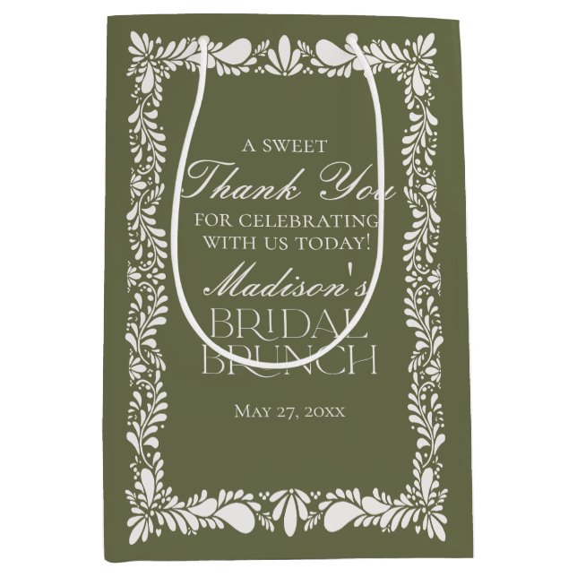 Green Talavera Tile Fiesta Bridal Brunch Favoriten Mittlere Geschenktüte (Vorderseite)