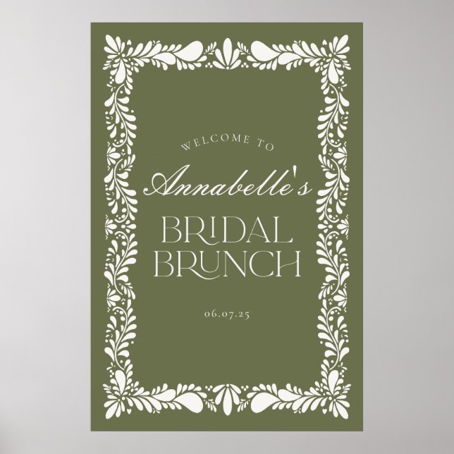 Green Talavera Tile Fiesta Bridal Brunch Willkomme Poster (Vorne)