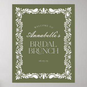 Green Talavera Tile Fiesta Bridal Brunch Willkomme Poster
