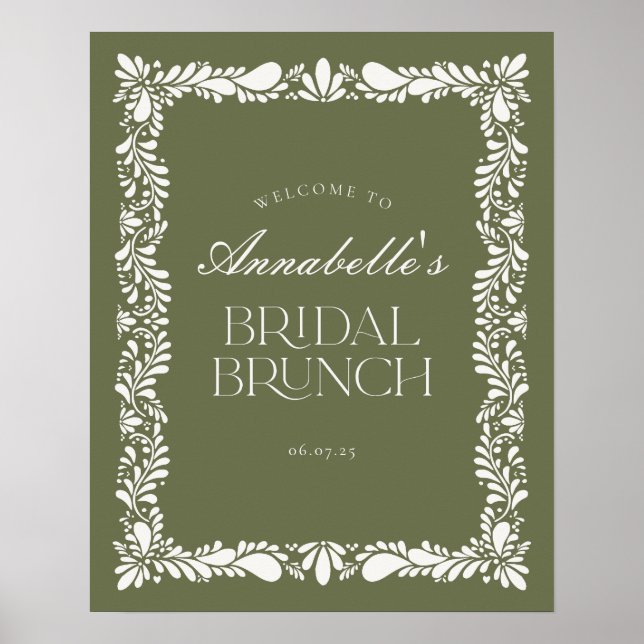 Green Talavera Tile Fiesta Bridal Brunch Willkomme Poster (Vorne)