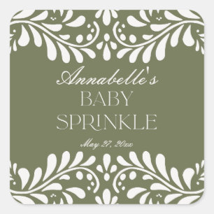 Green Talavera Tile Spanish Fiesta Baby Sprinkle Quadratischer Aufkleber