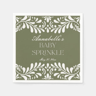 Green Talavera Tile Spanish Fiesta Baby Sprinkle Serviette
