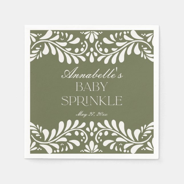 Green Talavera Tile Spanish Fiesta Baby Sprinkle Serviette (Vorderseite)