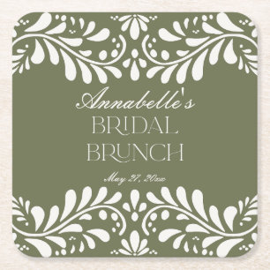 Green Talavera Tile Spanish Fiesta Bridal Brunch Rechteckiger Pappuntersetzer