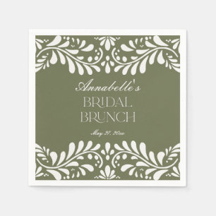 Green Talavera Tile Spanish Fiesta Bridal Brunch Serviette