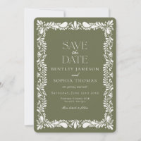 Green Talavera Tile Spanish Fiesta Save the Date