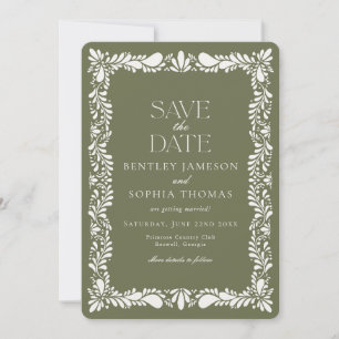 Green Talavera Tile Spanish Fiesta Save the Date Einladung