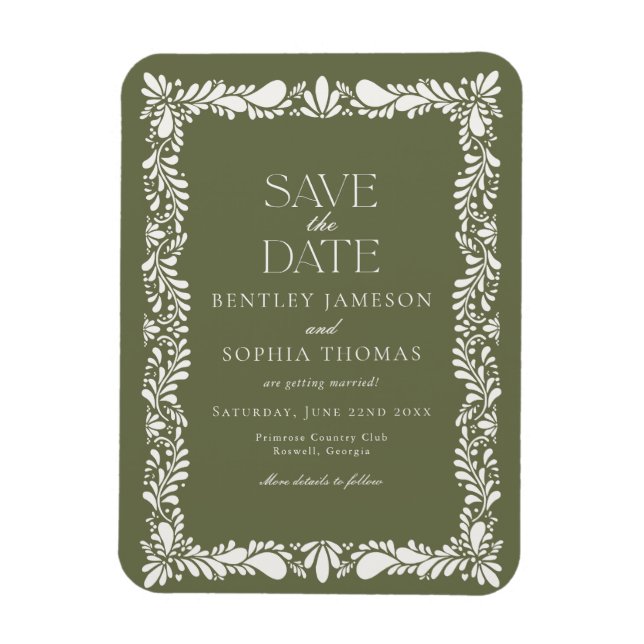 Green Talavera Tile Spanish Fiesta Save the Date Magnet (Vertikal)