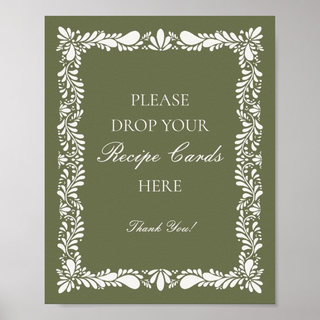 Green Talavera Tile Spanish Share a Recipe Bridal Poster (Vorne)