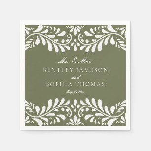 Green Talavera Tile Spanish Style Fiesta Wedding Serviette