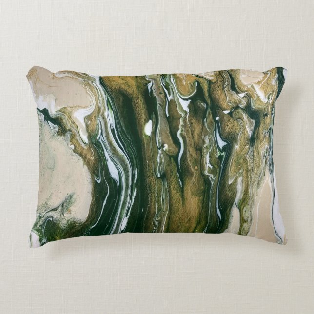 Green & Tan Abstrakt Accent Pillow Dekokissen (Vorderseite)