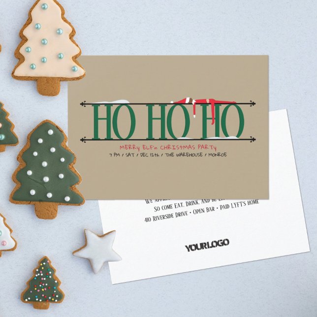 Green & Tan Elf Shenanigans Weihnachtsfeiertag Par Einladung (Von Creator hochgeladen)