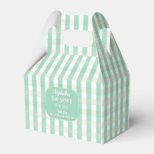 Green & Tan Gingham Baby Dusche Geschenkschachtel