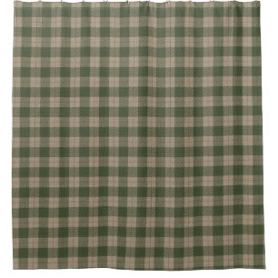 Green Tan Primitive Look Tartan Karo Kariert Duschvorhang