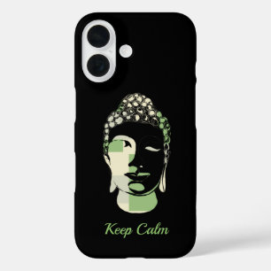 Green & Tan Squares handgezeichnete Buddha-Silhoue iPhone 16 Hülle