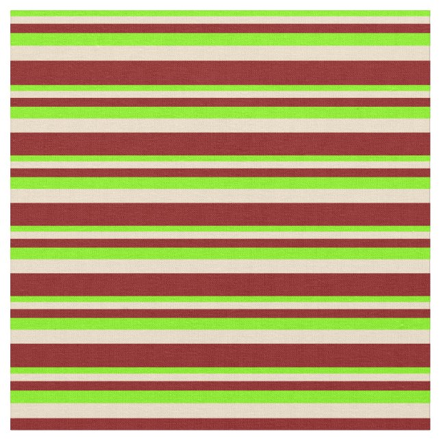 Green, Tan und Maroon-farbenes Streifenmuster Stoff (Nahaufnahme)