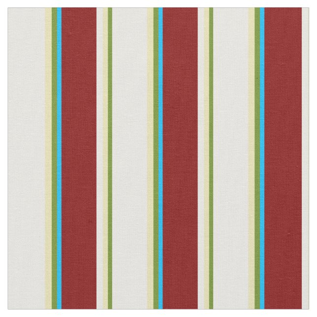 Green, Tan, White, Maroon und Deep Sky Blue Stoff (Nahaufnahme)