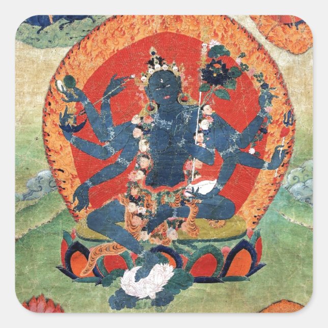 Green Tara Goddess Quadratischer Aufkleber (Vorderseite)