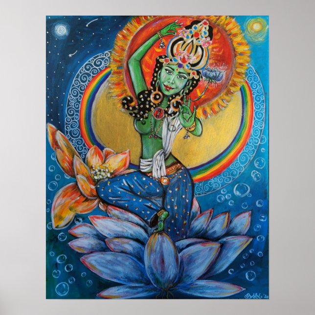 Green Tara Goddess Yoga Buddha Meditation -BHKatti Poster (Vorne)