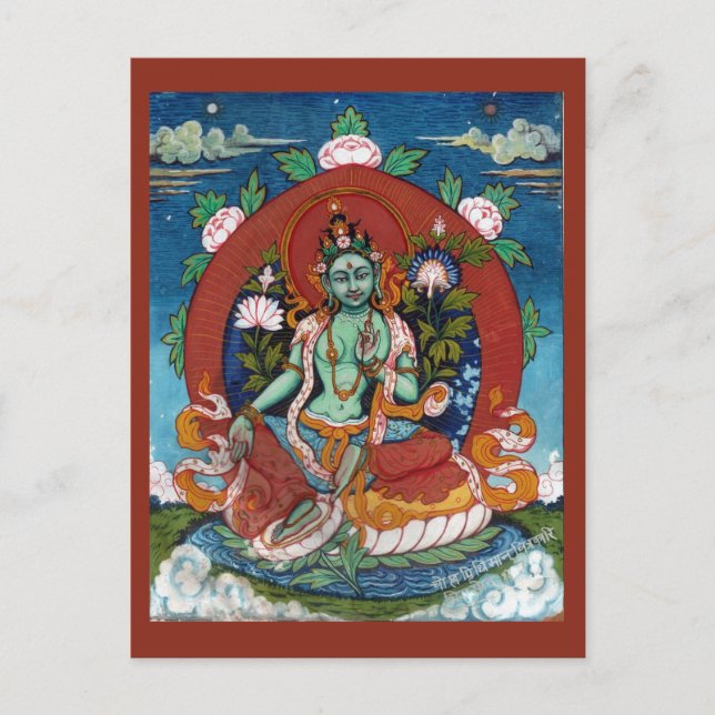 Green Tara tibetische Göttin des Mitgefühls Postkarte (Vorderseite)