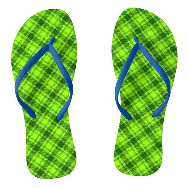 Green Tartan Checkered Kariert Pattern-57578 Flip Flops (Fußbett)