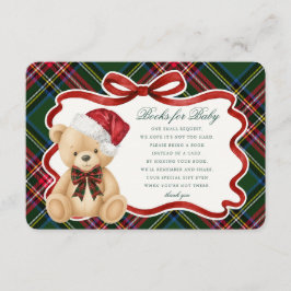 Green Tartan Christmas Bear Books for Baby Card Begleitkarte