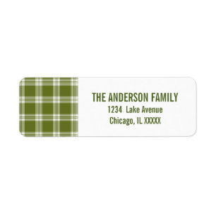 Green Tartan Karierte Weihnachtsadressen Labels