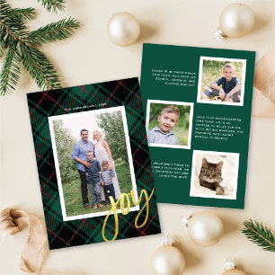 Green Tartan + Moderne Kalligrafie FOTO Feiertagskarte