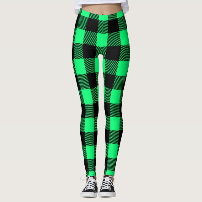 Green Tartan Muster Leggings (Vorderseite)
