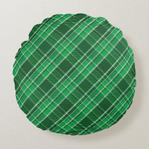 Green Tartan Swahili Kariertes Muster-88675 Rundes Kissen
