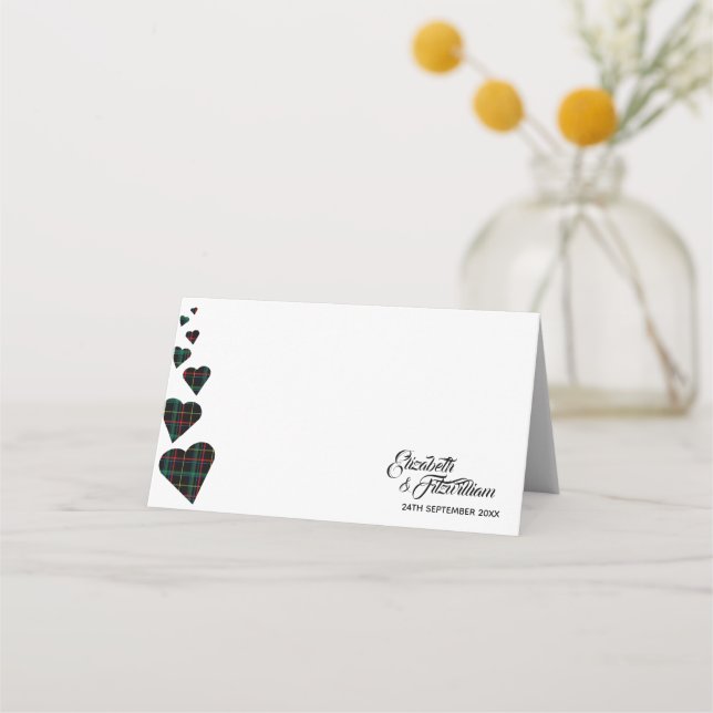 Green Tartan Table Platzkarte oder Escortkarte (Vorderseite)