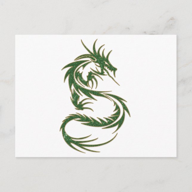Green Tattoo Dragon Postkarte (Vorderseite)
