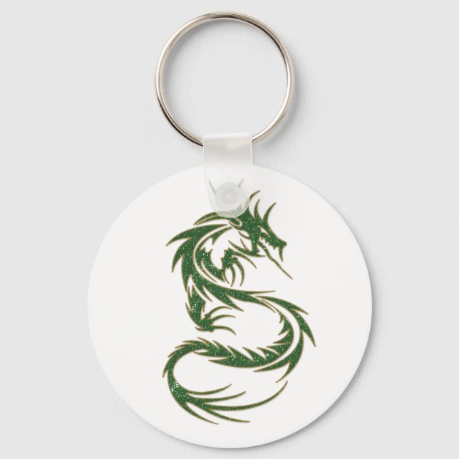 Green Tattoo Dragon Schlüsselanhänger (Vorderseite)
