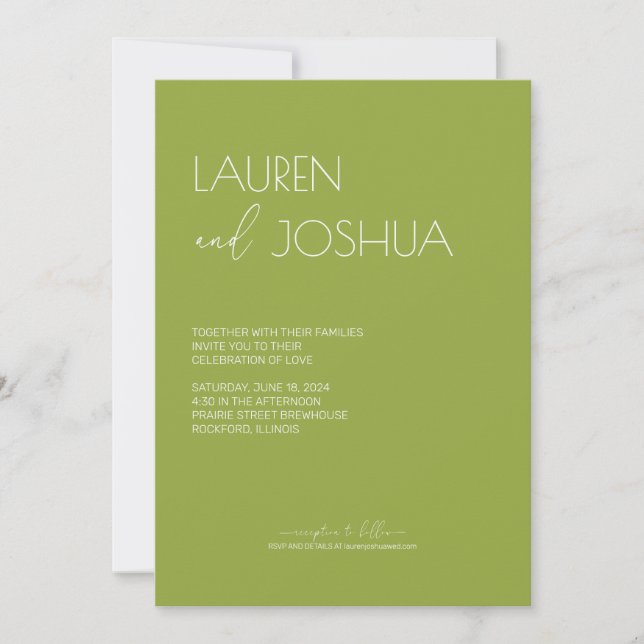 Green Tea ・ Moderne Minimalistische Script Wedding Einladung (Vorderseite)