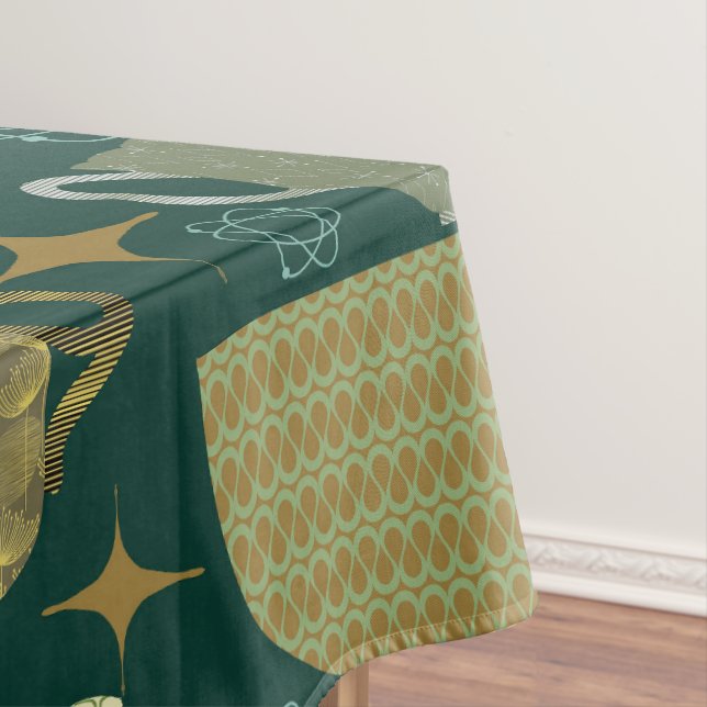 Green Teacup Muster Mitte des Jahrhunderts Tischdecke (Beispiel)