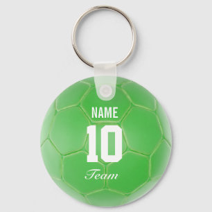 Green Team Soccer Ball Personalisierter Name Schlüsselanhänger