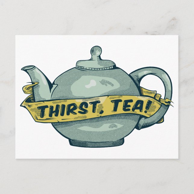 Green Teapot thirst tea Postkarte (Vorderseite)