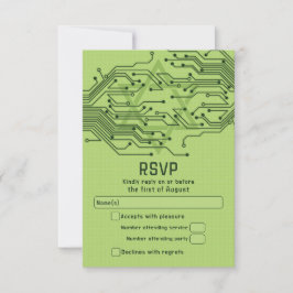 Green Tech Computer Circuit Board Bar Mitzvah RSVP Karte