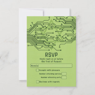 Green Tech Computer Circuit Board Bar Mitzvah RSVP Karte