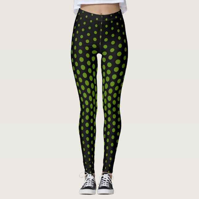 Green Techno Dot Muster Leggings (Vorderseite)