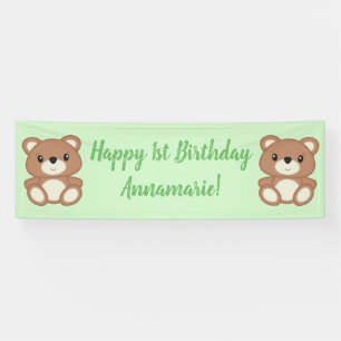 Green Teddy Bear Geburtstagspartei Banner