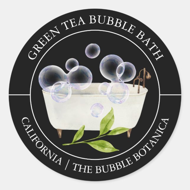 Green Tee Bubble Bath-Label Runder Aufkleber (Vorderseite)