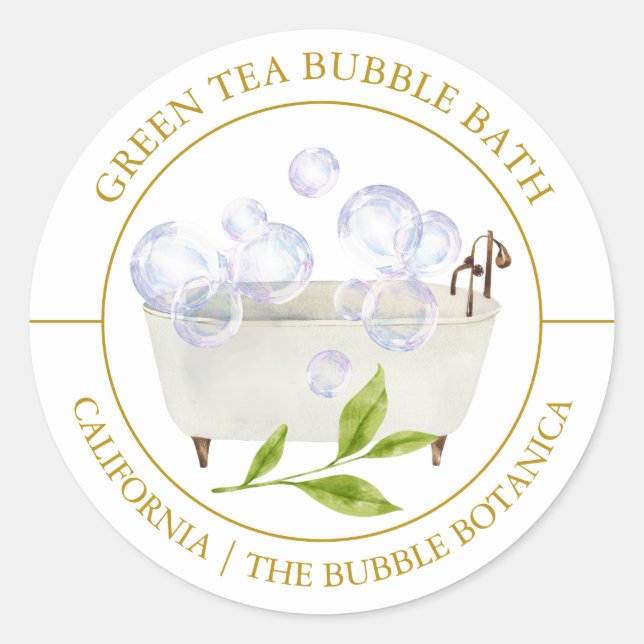 Green Tee Bubble Bath-Label Runder Aufkleber (Vorderseite)