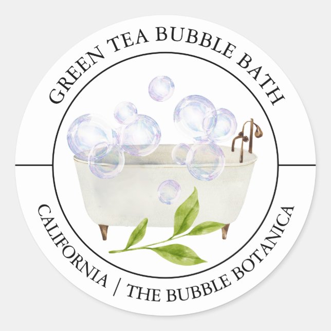 Green Tee Bubble Bath-Label Runder Aufkleber (Vorderseite)