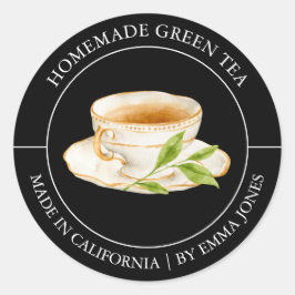 Green Tee Modern Label Runder Aufkleber