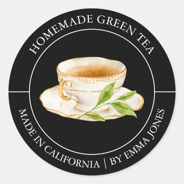 Green Tee Modern Label Runder Aufkleber (Vorderseite)