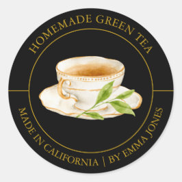 Green Tee Modern Label Runder Aufkleber