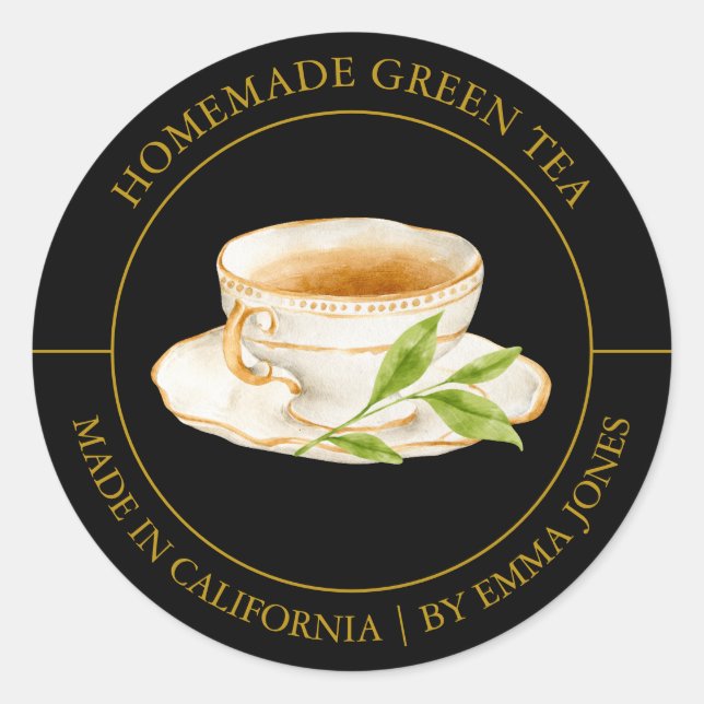 Green Tee Modern Label Runder Aufkleber (Vorderseite)