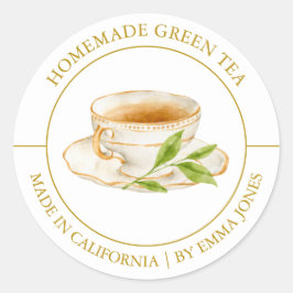 Green Tee Modern Label Runder Aufkleber