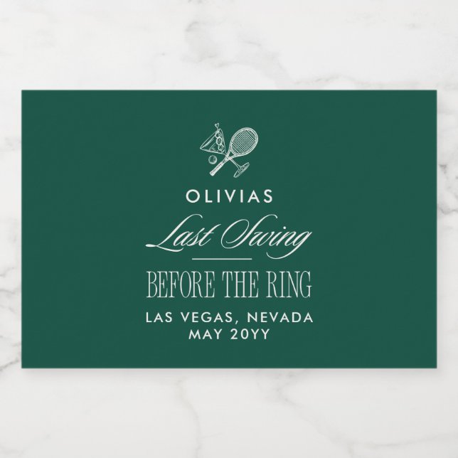 Green Tennis Bachelorette Elegant Modern (Einzelnes Label)